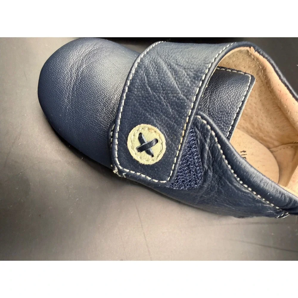 Livie & Luca Shoes Kids 12-18 Months Navy Blue Leather Hook & Loop Loafers